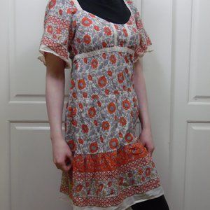 Eloise Multi-Color Sun Dress Orange Cream Tie Flow